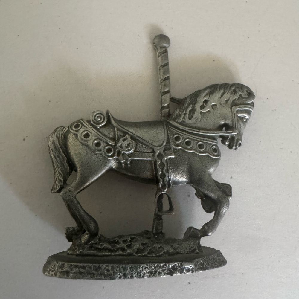 Silver Carousel Horse Sculpture Trinket